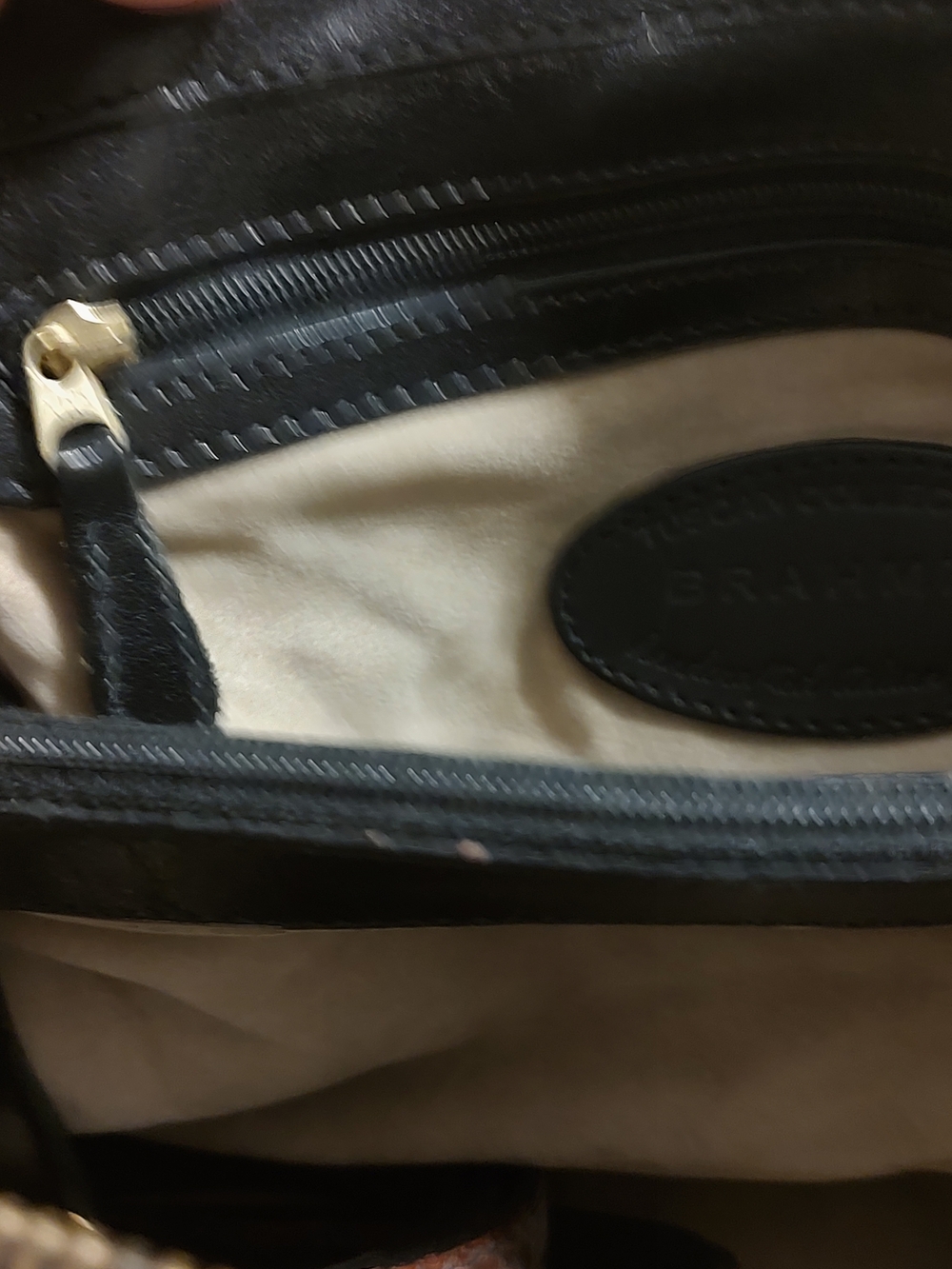 Vintage Brown and Black Leather Satchel Handbag - Unbranded - Picture 12 of 12